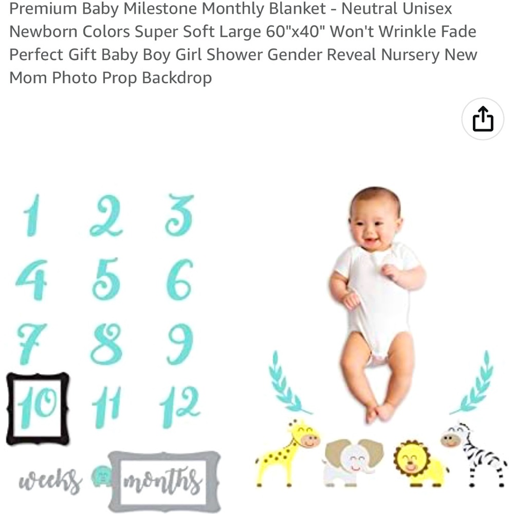Unisex Baby Milestone Blanket